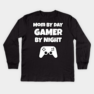 Mom By Day Gamer By Night Kids Long Sleeve T-Shirt